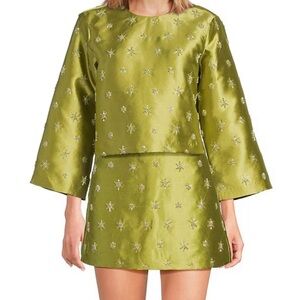 Chelsea & Violet Green Embroidered Top